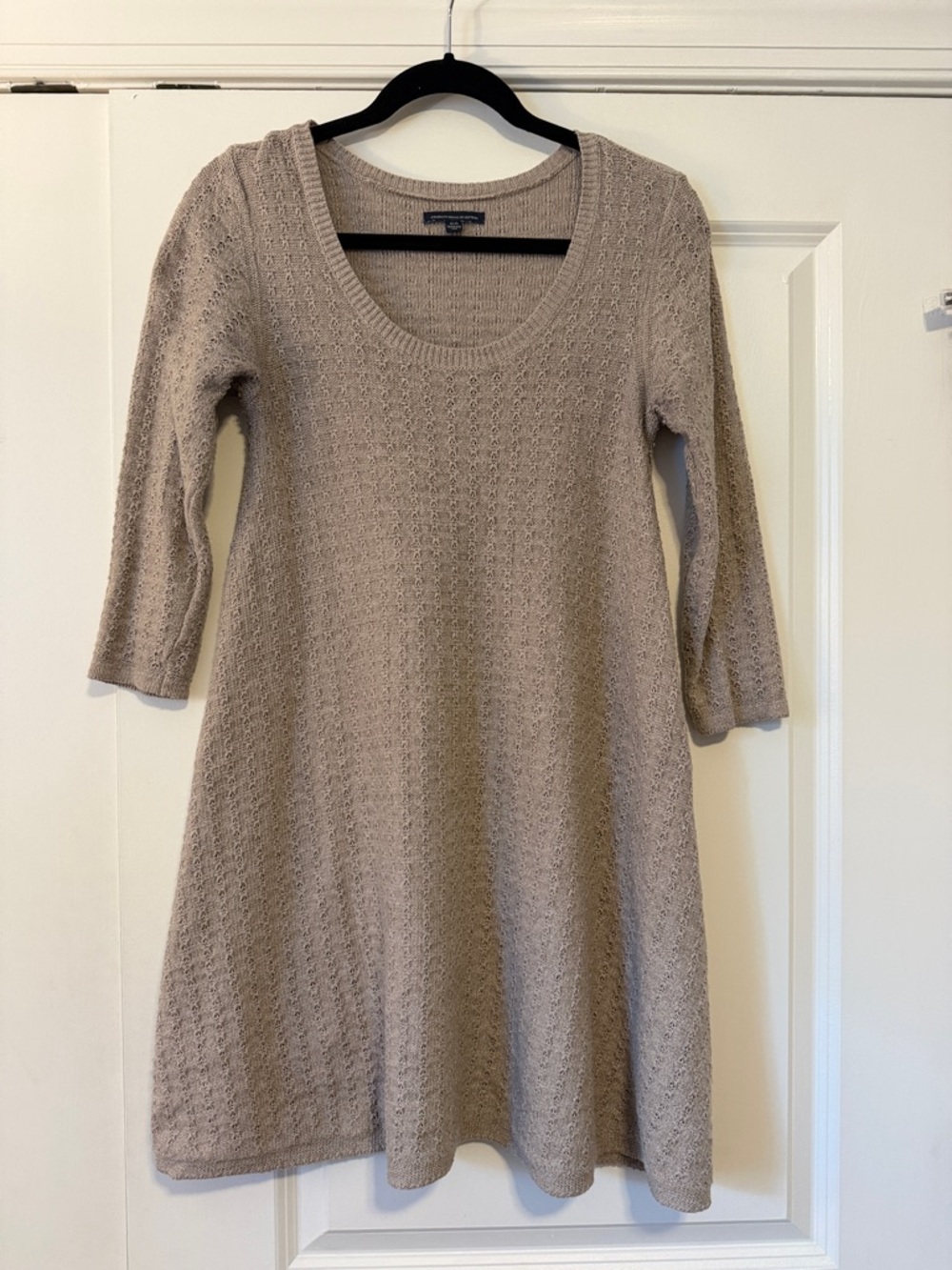 American Eagle Light Taupe Knit Scoop Neck Sweater Dress